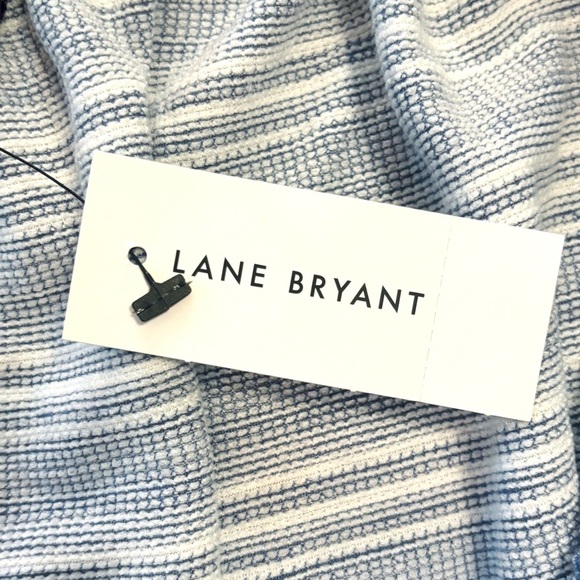 NWT Lane Bryant Striped Convertible Off-The-Shoulder Peplum Top Blue 22/24 - Picture 6 of 8